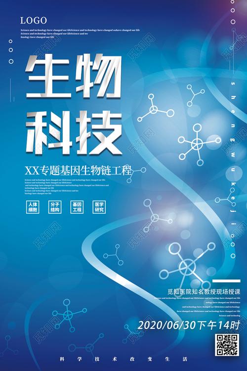 藍色大氣生物科技專題 基因生物鏈工程海報圖片下載